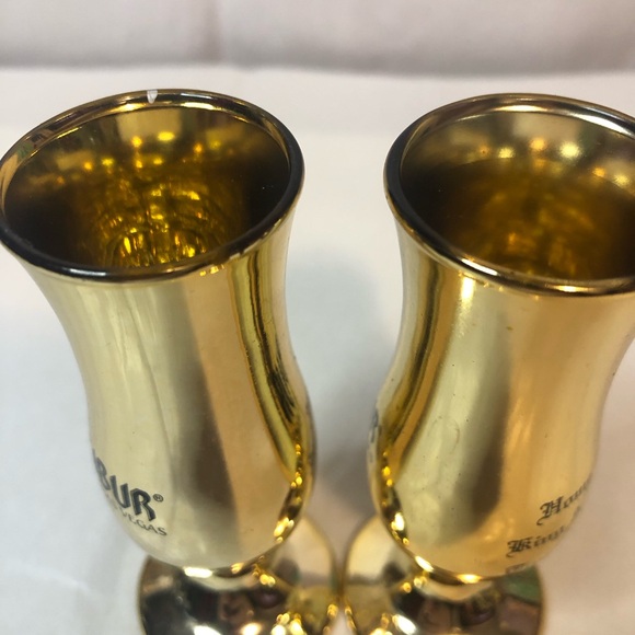 Excalibur Las Vegas Shot Glasses Glass Gold Two - Picture 7 of 7